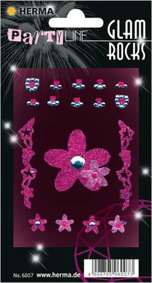 Produktbild von Herma 6007 GLAM ROCKS Sticker - Blumen - pink - glitzernd - 17 Stück