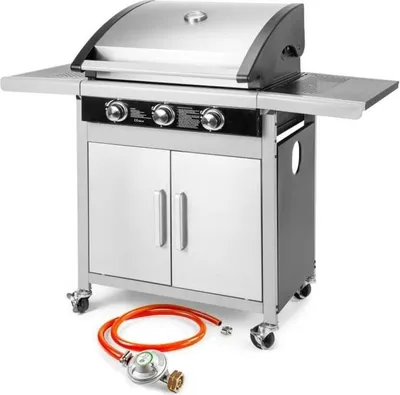 Produktbild von Gasgrill, Fieldmann FZG 3005, 3 Brenner, 9 kW, 60 x 42 cm Grillfläche, Edelstahl, Thermometer