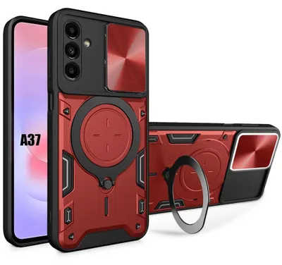 Image de Coque pour Samsung Galaxy A37 5G, Antichoc avec Anneau et Protection Objectif - Rouge