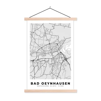 Produktbild von MuchoWow® Textilposter Deutschland - Bad Oeynhausen - Karte - Stadtplan - Karte 60x90 cm mit holzfarbenen Rahmen - Textil