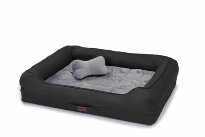 Produktbild von Hundematte Hundebett mit Abnehmbarem Kissen, waschbar und rutschfest Schlafplatz Hundesofa Tierbedarf, Schwarz, 80x60x7cm