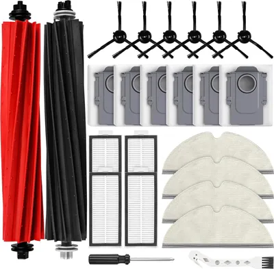 Produktbild von 22 Stück Zubehör für Roborock Q8 Max/Q5 Pro/Q5 Pro+/Q8 Max+ Saugroboter, 2 Hauptbürste, 6 Staubbeutel, 4 Wischpads, 4  Filter, 6 Seitenbürsten, 1 Reinigungsbürste, 1 Schraubendreher