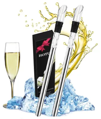 Produktbild von Weinkühler Weinkühlstab Weinbelüfter - 2 Stück - Edelstahl - Mit Ausgießer - Für Weinliebhaber