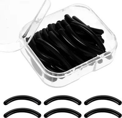 Produktbild von 30 Stück Wimpernzange Pads, Schwarz Wimpernzange Silikon Pads Wimpernzange Ersatz Silikonpads Universal Silikon Ersatzpads für Wimpernzange mit Transparenter Aufbewahrungsbox