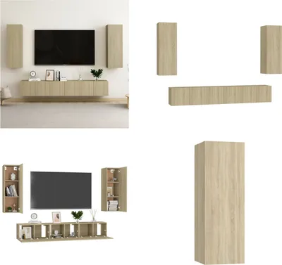 Obrázok produktu pre vidaXL 5-dielna sada TV skriniek Sonoma dub na báze dreva - TV skrinka - TV skrinky - HiFi skrinka - HiFi skrinky