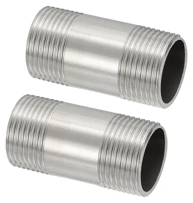 Rohrverschraubung 3/4" BSP, 2 Stück, 5 cm, Edelstahl 304, silber