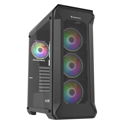 Produktbild von GENESIS Irid 505 ARGB, Midi Tower, PC, Schwarz, Transparent, ATX, micro ATX, Mini-ITX, Acrylnitril-Butadien-Styrol (ABS), Stahl, Gehärtetes Glas, Gaming