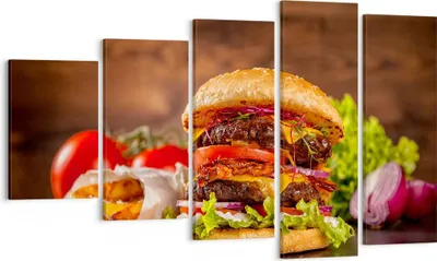 Produktbild von Bild auf Leinwand - Leinwandbild - Hamburger Sandwich - 100x60cm - Wand Bild - Wanddeko - Leinwanddruck - Bilder - Kunstdruck - Wanddekoration - Leinwand bilder - Wandkunst - EG100x60-3795