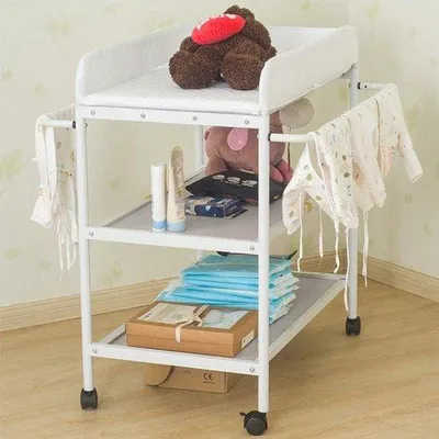 Productafbeelding van Luiertafel Commode - Baby verzorging - Baby verzorgen - Met opbergmand - 84x72x90 cm - Wit