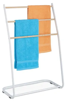 Produktbild von Handtuchhalter Handtuchleiter Handtuchständer - Stehend - 3 Stangen - Metall - 87 x 58 x 29,5 cm - Weiß