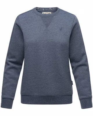 Produktbild von Marikoo Damen Sweatshirt Pullover Recycled Pulli Langarm Warm Hoodie Sweater Umikoo Dusty Blue Melange Gr. 40 - L