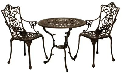 Produktbild von Sitzgruppe Gartenset 3-teilig Jugendstil, Aluguss bronze-antik