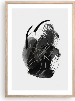 Produktbild von Gerahmtes Poster - Rahmen in heller Eiche - Abstraktion Schwarz Flecken - 50x70 cm - Wand Bild - Wanddeko - Wandbilder - Kunstposter - Wandposter - Bilderrahmen - Bilder - Kunstdruck - P2NPA50x70-4368
