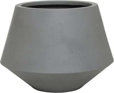 Image de VIVANNO Pot de fleurs en fibre de verre BERBELIT Rond, gris béton Design béton - 42x30 cm