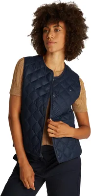 Produktbild von Tommy Hilfiger Damen Weste Down Quilted Collarless Dünn, Blau (Dark Night Navy),