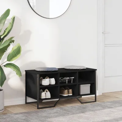 Immagine prodotto di Armadio per scarpe nero, realizzato in materiale composito di legno, dimensioni 90 x 38 x 45,5 cm