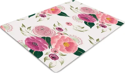 Produktbild von Stuhlunterlage Bürostuhlunterlage 120 cm x 90 cm Bodenmatte Bürostuhlunterlage - Pinke Blumen