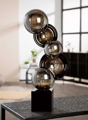 Produktbild von Gilde Glasart, Skulptur, "Rondo", Glas, schwarz, weiß, VE 1, L. 11 cm, B. 20 cm, H. 39 cm