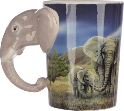 Image de Tasse éléphant anse avec décalcomanie savane