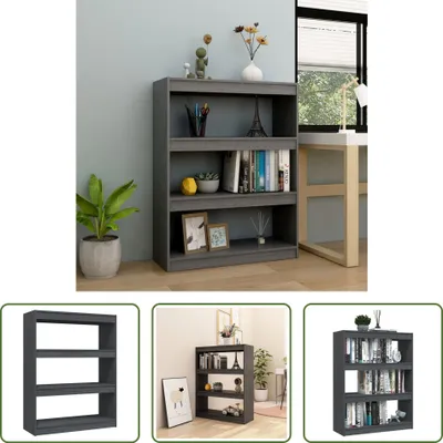 Produktbild von The Living Store Bücherregal/Raumteiler Grau 100x30x103 cm Kiefer Massivholz