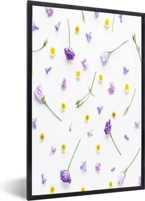 Produktbild von MuchoWow® MuchoWow® Gerahmtes Poster Blumen - Collage - Pastell 20x30 cm - Poster mit zchwarzem Bilderrahmen - Drucken - Bilder Poster im Rahmen