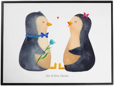 Produktbild von Mr. & Mrs. Panda tischauflage Pinguin Pärchen - Weiß - Geschenk, bastelunterlagen, Hochzeitstag, schreibtischunterlagen, Liebe, Unterlage Schreibtisch, Schreibunterlage