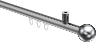 Produktbild von Interdeco Innenlaufstange / Gardinenstange mit Innenlauf Silbergrau / Chrom, Typ Sonius Luino (Kugel) Deckenmontage, 20 mm Ø 1-läufig, 220 cm