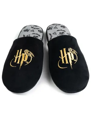 Produktbild von Harry Potter Hausschuhe für Herren - Slipper Puschen Schlappen Pantoffeln Schwarz 44-45