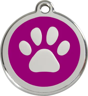 Image de Médaille pour chien RedDingo avec gravure personnalisée empreinte de patte violette, taille : M
