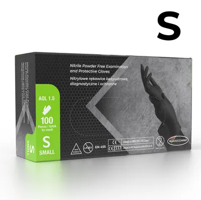 Produktbild von NITRILHANDSCHUHE, PUDERFREI, SCHWARZ, GRÖSSE S, 100 Stück