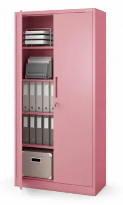 Produktbild von Büroschrank C001 Aktenschrank Lagerschrank Mehrzweckschrank Metallschrank 4 Fachböden Pulverbeschichtung Stahlblech 185 cm x 90 cm x 40 cm, Farbe: Rosa