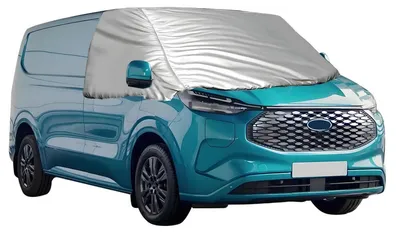 Immagine prodotto di Copertura parabrezza per Ford Transit Custom dal 2012 al 2022, colore argento, pieghevole, termica, protezione UV, antigelo, neve e ghiaccio