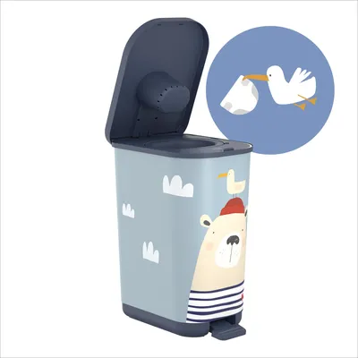 Produktbild von Rotho Babydesign Yuma, Eimer für trockene Windeln, Beige, Schwarz, Blau, Weiß, Rot, Orange, Dunkelblau, Kunststoff, Abbildung, 285 mm, 400 mm