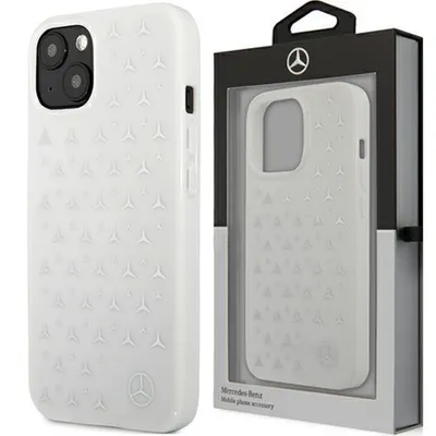 Produktbild von Mercedes MEHCP13MESPWH iPhone 13 6,1" weißes Hardcase Silber Sterne Muster Handyhülle