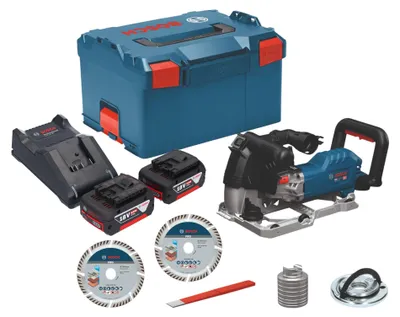 Zdjęcie produktu dla Akumulatorowa frezarka do rowków ściennych Bosch GNF 18V-40, 18 V, 40 mm, bezszczotkowa + 2 akumulatory 5,0 Ah + ładowarka + L-Boxx
