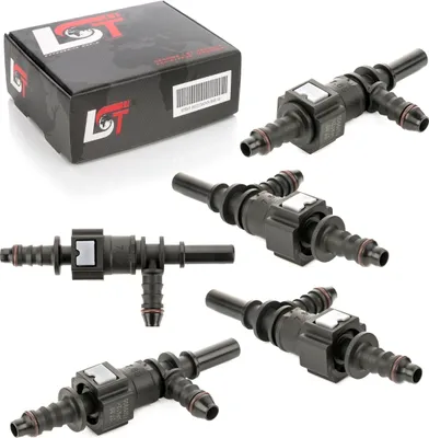 Produktbild von 5x Set T-Stück Kraftstoffleitung Schnellverschluss Kupplung Gegenstück 7,89- 8mm