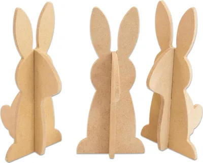 Produktbild von Betzold Blanko MDF Figuren zum Selbstgestalten für Osterdekoration, 3 Stück, 15x7x10 cm