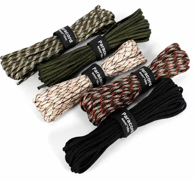 Produktbild von Paracord-Seil, 50 Meter, 4 mm Durchmesser, Set mit 5 Stück, belastbar bis 250 kg