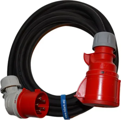 Obrázok produktu pre Predlžovací kábel CEE pre silný prúd, 5 m, H05VV-F, 5 x 2,5 mm², uhlová zástrčka, 5-pólová, 16 A, 400 V, IP44