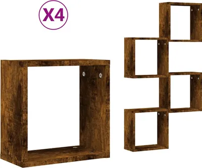 Obrázek produktu pro vidaXL Police Cube 4 ks. Kouřový dub 30x15x30 cm
