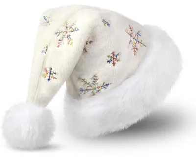 Produktbild von Nikolausmütze für Erwachsene mit Regenbogen Pailletten und Schneeflocke, Plüsch, warm