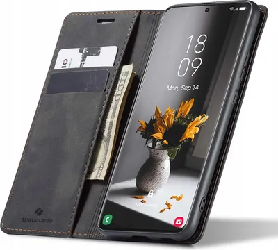 Obrázek produktu pro Pouzdro s klopou na telefon SPACECASE Wallet pro Galaxy S21 Ultra Černá