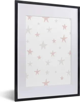 Produktbild von MuchoWow® MuchoWow® Gerahmtes Poster Sterne - Pastell - Design - Jungen - Mädchen - Baby - Kind 30x40 cm - Poster mit zchwarzem Bilderrahmen - Wandposter Schlafzimmer