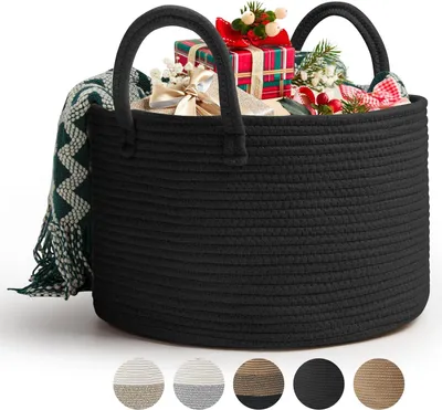 Zdjęcie produktu dla Kosz na pranie Bawełna Rattan 32L, D40 x H25 cm, Składany, Dekoracyjny, do Przechowywania w Domu