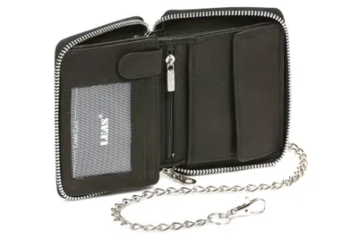 Produktbild von Reißverschlussbörse mit Chrom-Kette LEAS in Echt-Leder, schwarz - LEAS Chain-Series