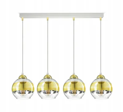 Zdjęcie produktu dla Lampa Sufitowa Żyrandol Biała Złota GLASS BZ4 LED