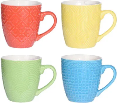 Produktbild von EXCELLENT HOUSEWARE Keramikbecher Keramiktassen Becher-Set ZUM VERSCHENKEN 4x200 ml