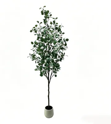 Produktbild von Künstlicher Eukalyptusbaum - Bodenpflanze - 210 cm hoch - Kunstpflanze für Innen und Außen - Polyesterblätter - Grün