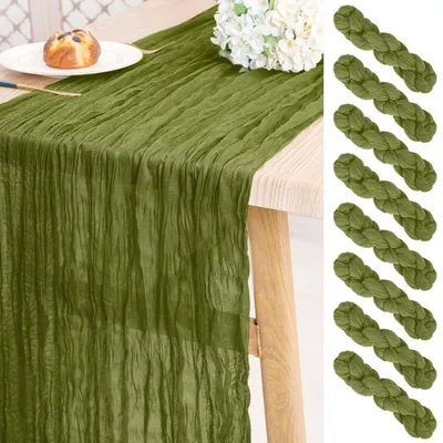 Produktbild von Tischläufer 8 Stück Olivgrün Käsetuch 55 x 300 cm Polyester