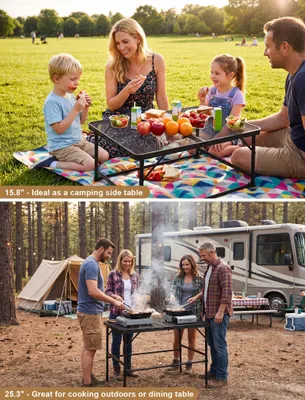 Imagen del producto de Mesa plegable para barbacoa, de 90 x 60 cm, resistente, ideal para jardín y camping